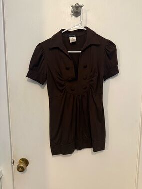 Y2K Fleurish Brown Double-Breasted Top VTG SZ M EUC